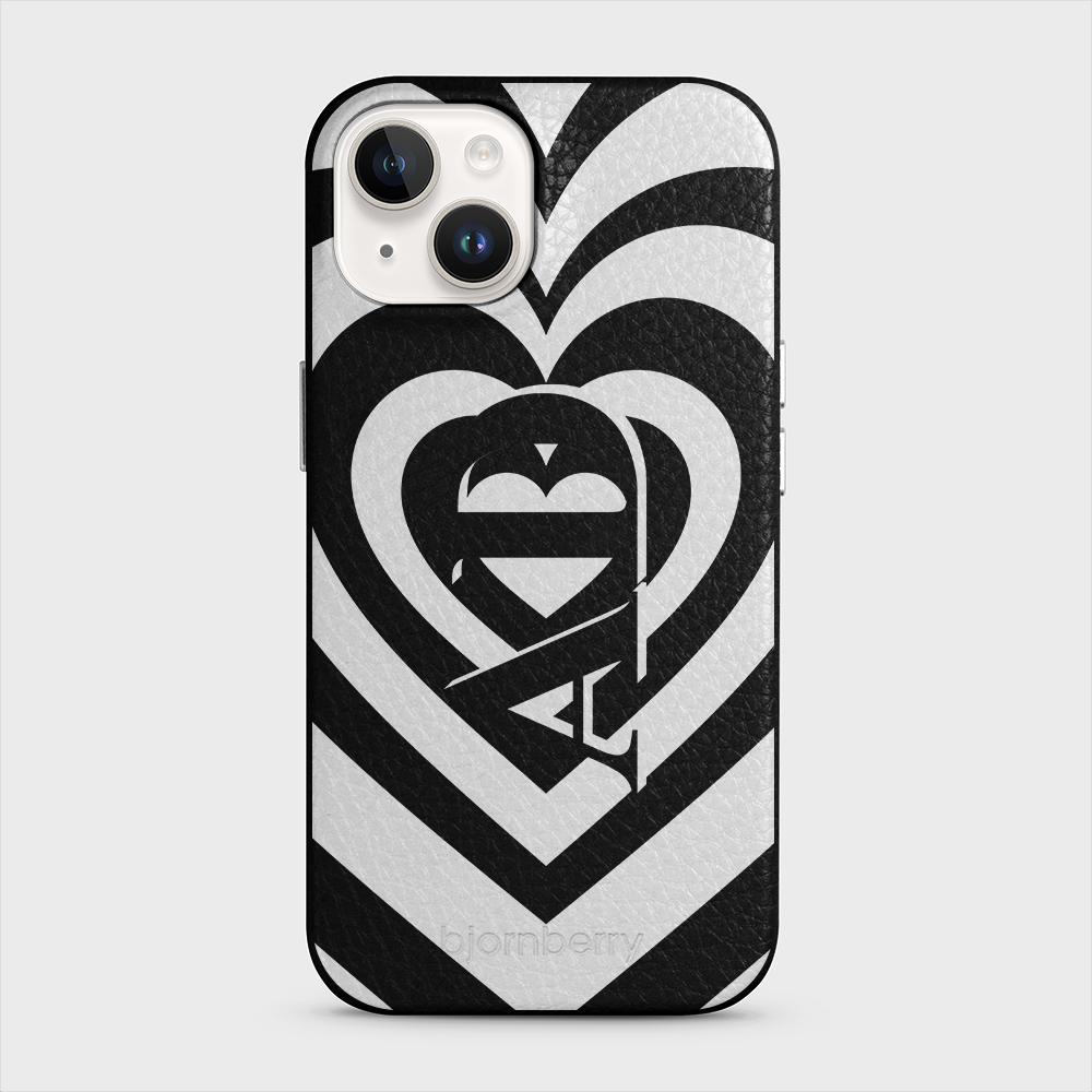 iPhone 14 Personalised Leather Case - Hypnotic Heart - 7