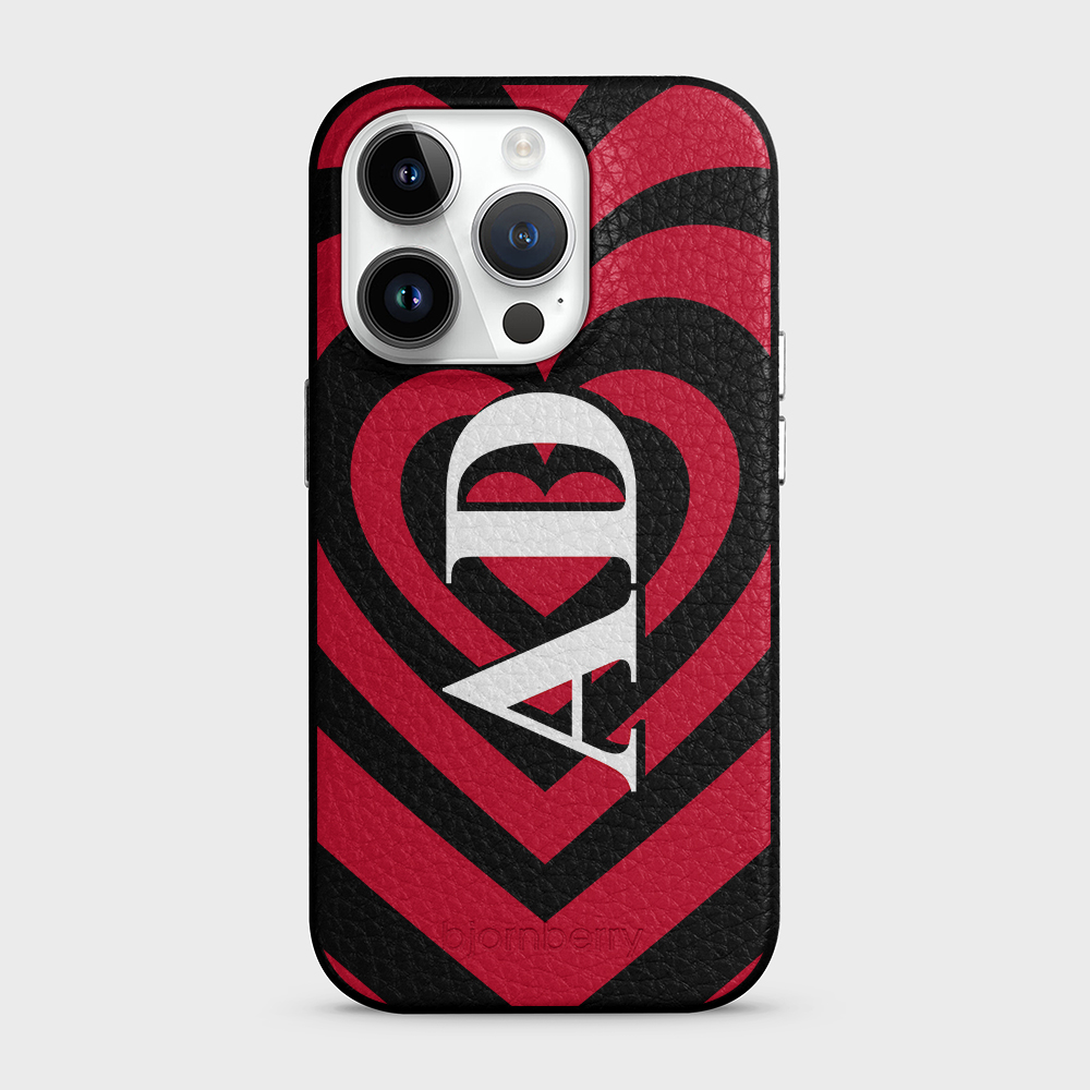 iPhone 14 Pro Personalised Leather Case - Hypnotic Heart - 3