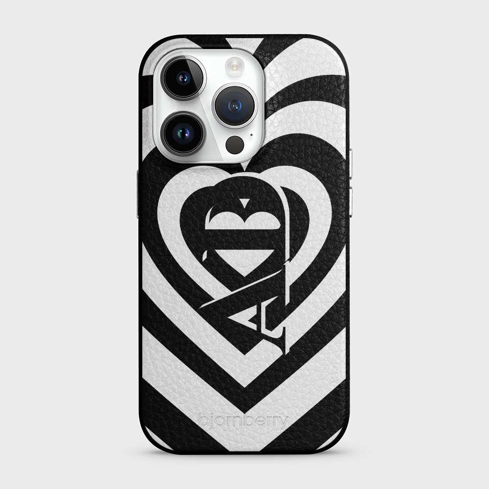 iPhone 14 Pro Personalised Leather Case - Hypnotic Heart - 9