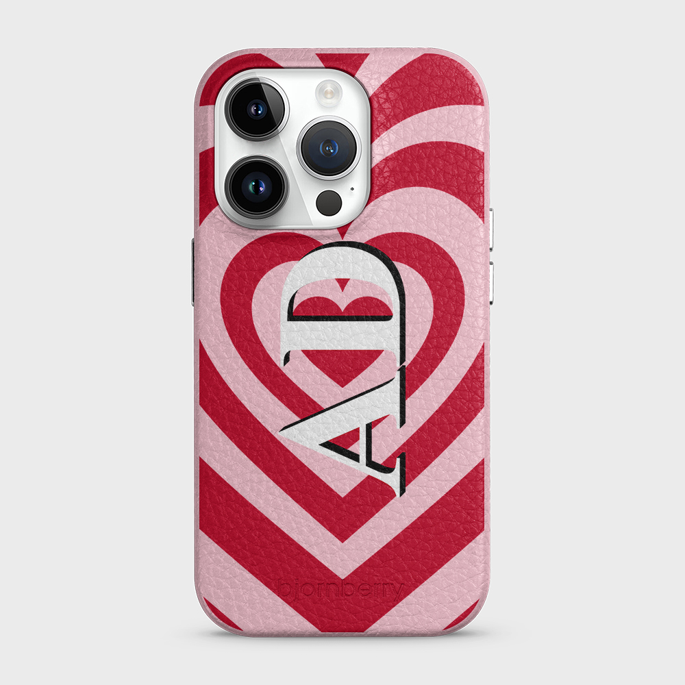 iPhone 14 Pro Personalised Leather Case - Hypnotic Heart - 2