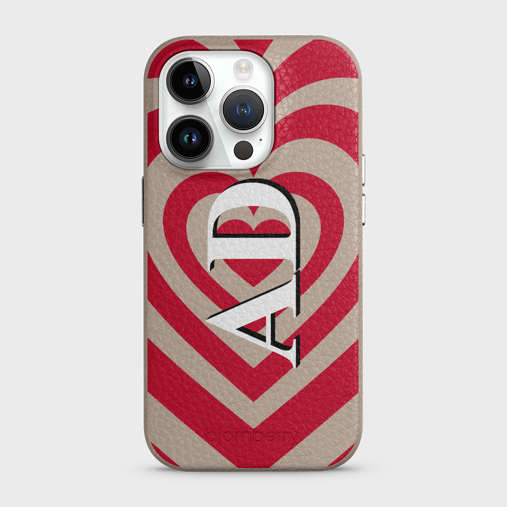 iPhone 14 Pro Personalised Leather Case - Hypnotic Heart - 4