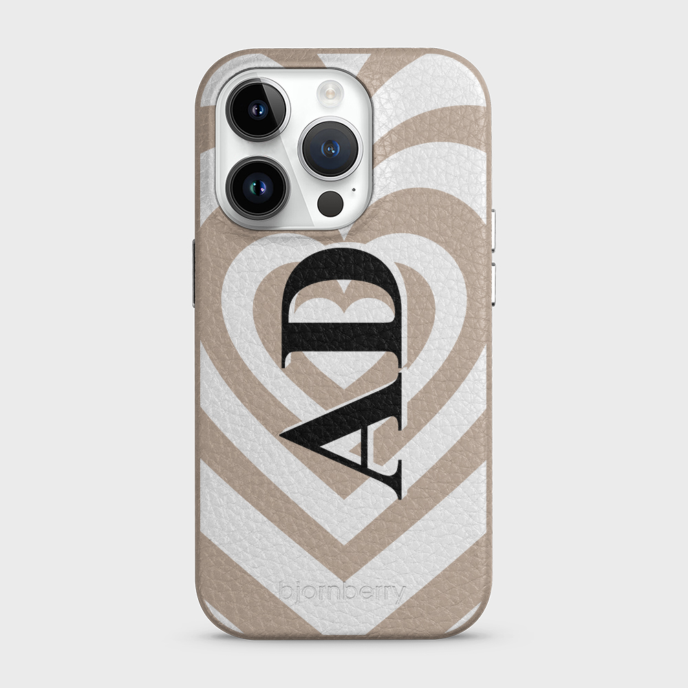 iPhone 14 Pro Personalised Leather Case - Hypnotic Heart - 10