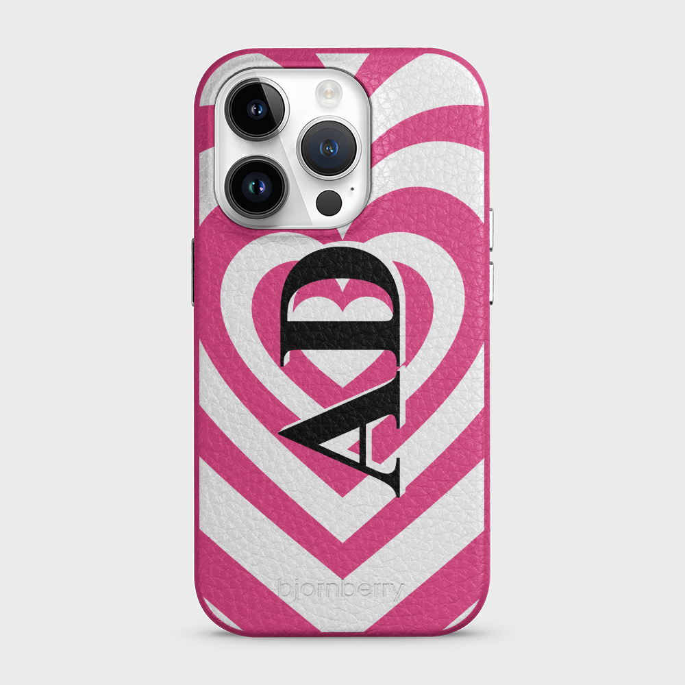 iPhone 14 Pro Personalised Leather Case - Hypnotic Heart - 6