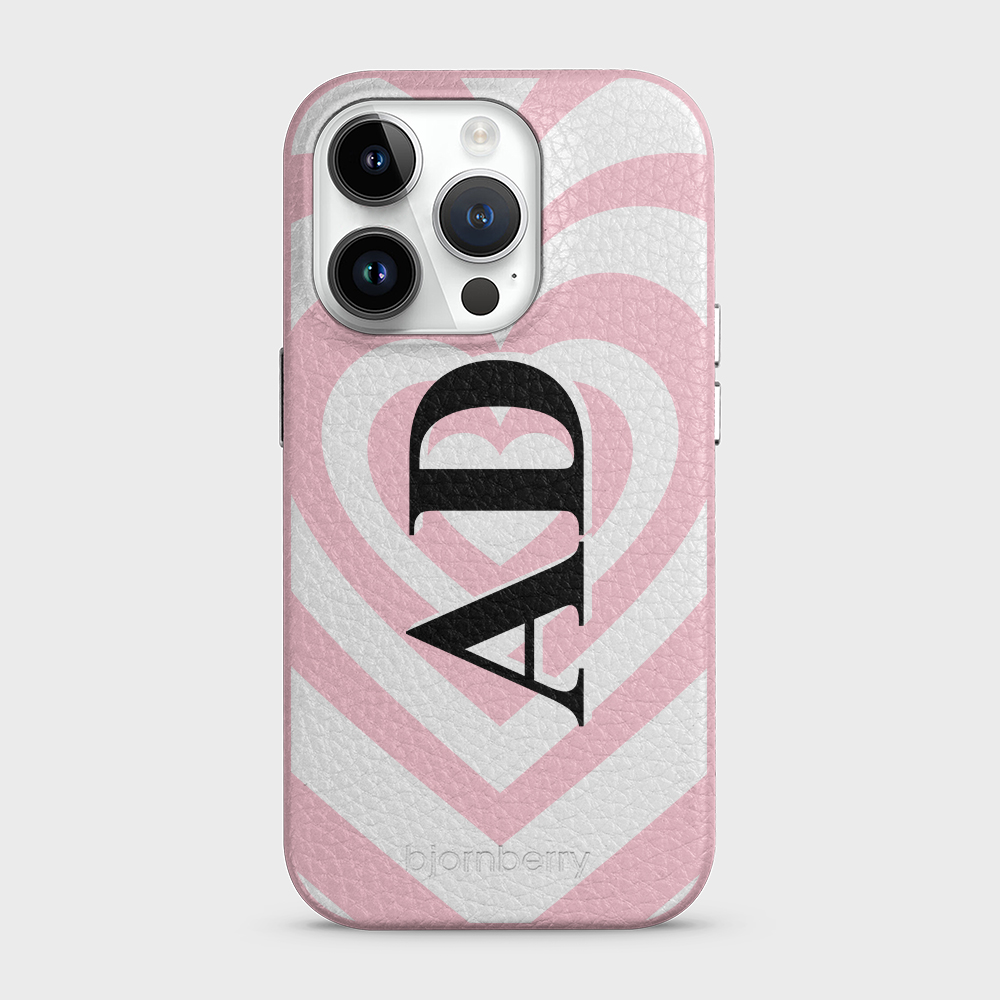 iPhone 14 Pro Personalised Leather Case - Hypnotic Heart - 8
