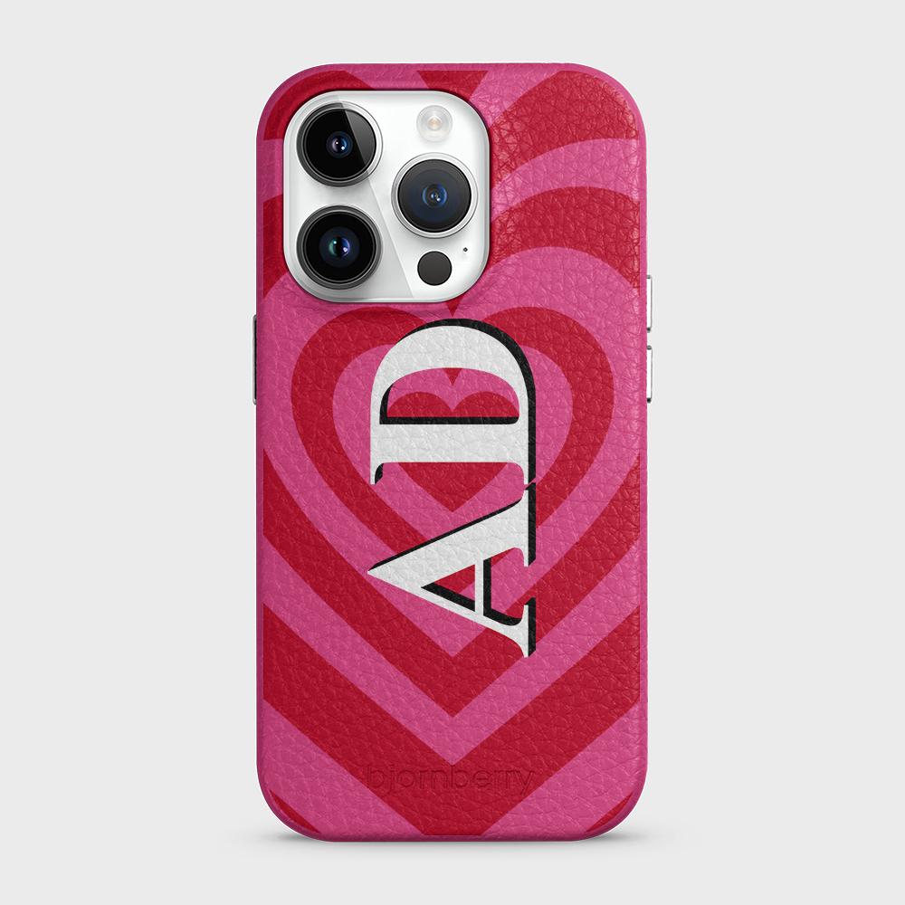 iPhone 14 Pro Personalised Leather Case - Hypnotic Heart - 5