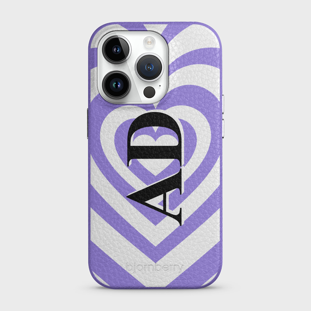 iPhone 14 Pro Personalised Leather Case - Hypnotic Heart - 7