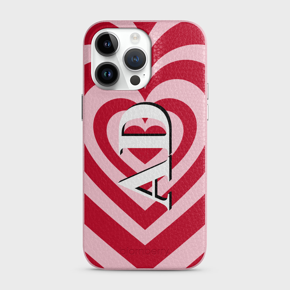 iPhone 14 Pro Max Personalised Leather Case - Hypnotic Heart - 3