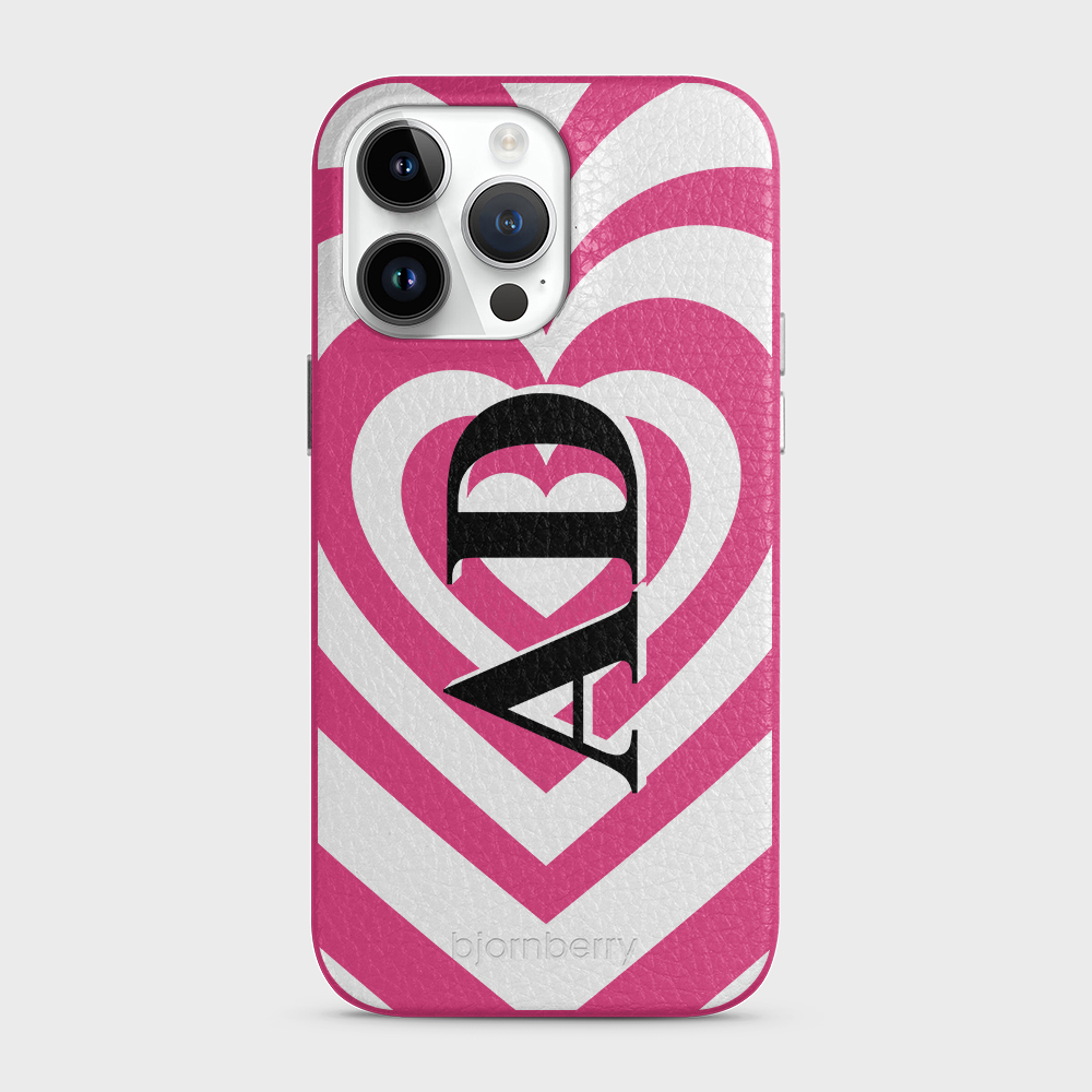 iPhone 14 Pro Max Personalised Leather Case - Hypnotic Heart - 4