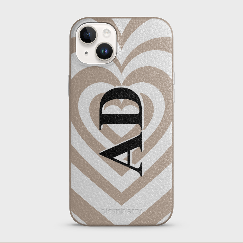 iPhone 14 Plus Personalised Leather Case - Hypnotic Heart - 11