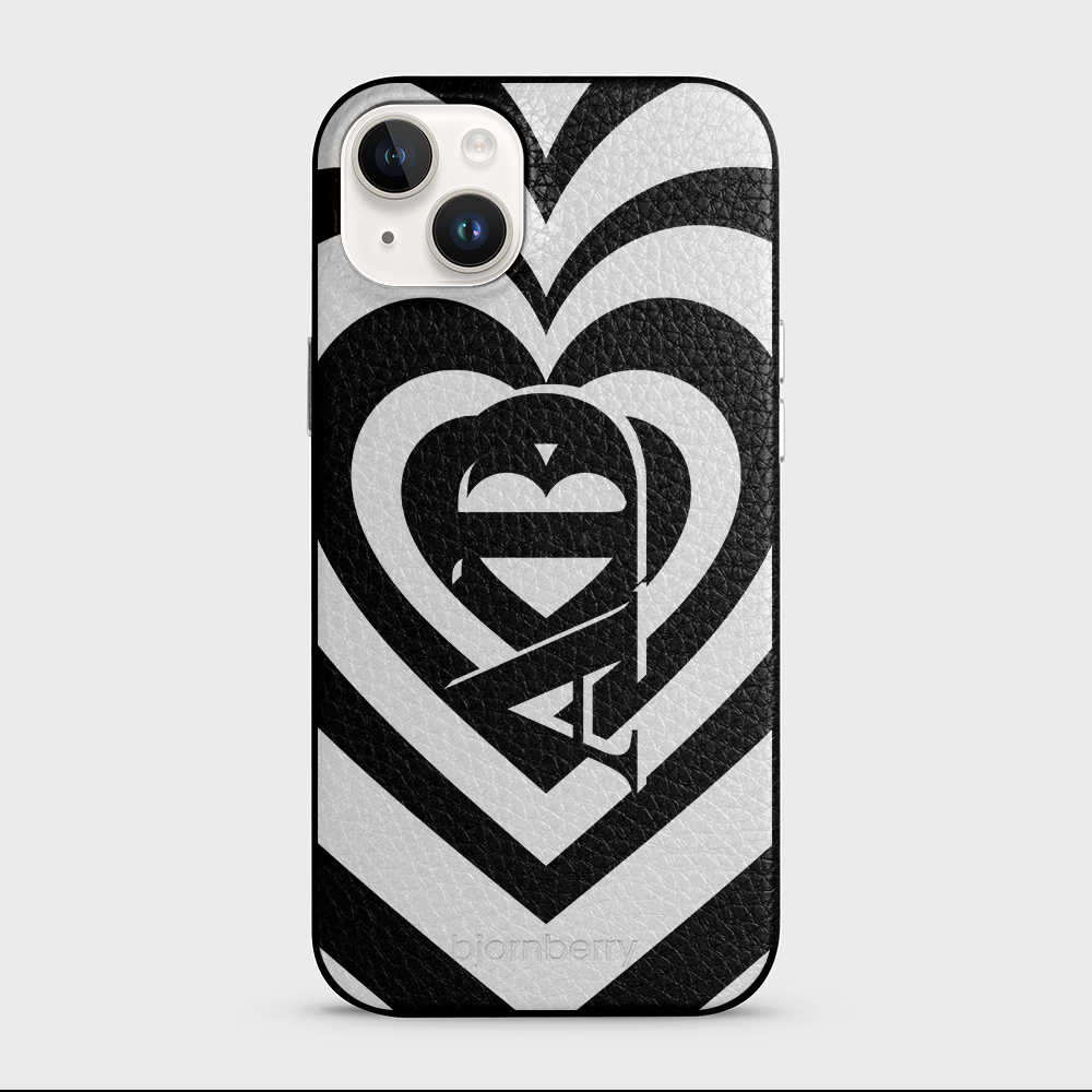iPhone 14 Plus Personalised Leather Case - Hypnotic Heart - 10