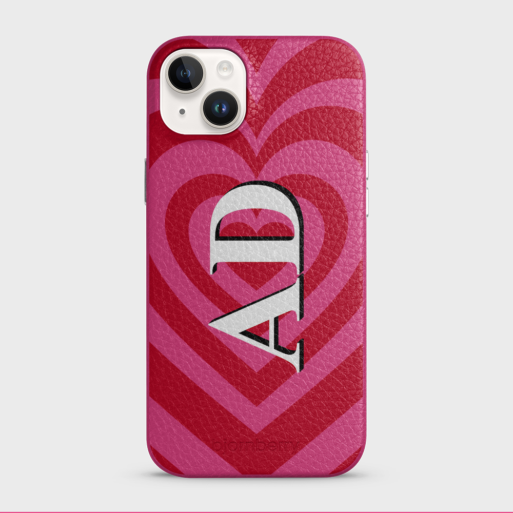 iPhone 14 Plus Personalised Leather Case - Hypnotic Heart - 3