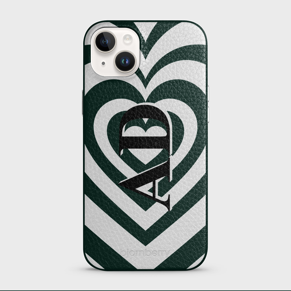 iPhone 14 Plus Personalised Leather Case - Hypnotic Heart - 7