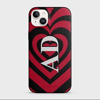 iPhone 14 Plus Personalised Leather Case - Hypnotic Heart
