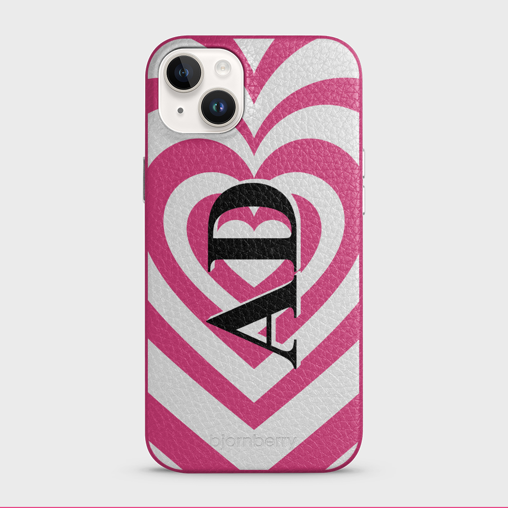 iPhone 14 Plus Personalised Leather Case - Hypnotic Heart - 12