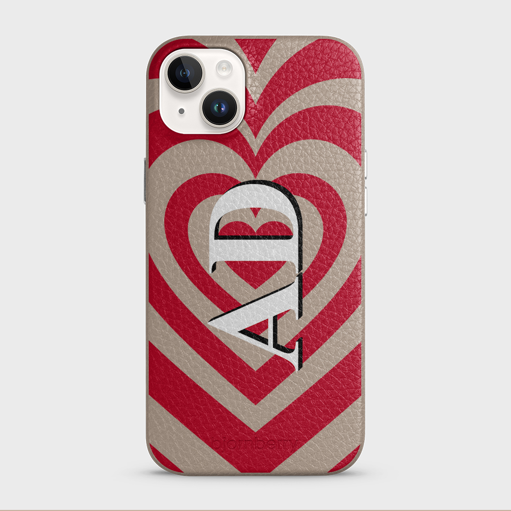 iPhone 14 Plus Personalised Leather Case - Hypnotic Heart - 2