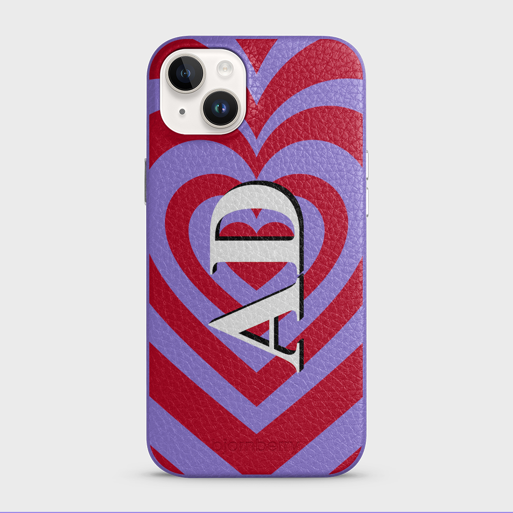 iPhone 14 Plus Personalised Leather Case - Hypnotic Heart - 5