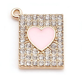 Berlock -  Enameld  heart pink, rhiestones book