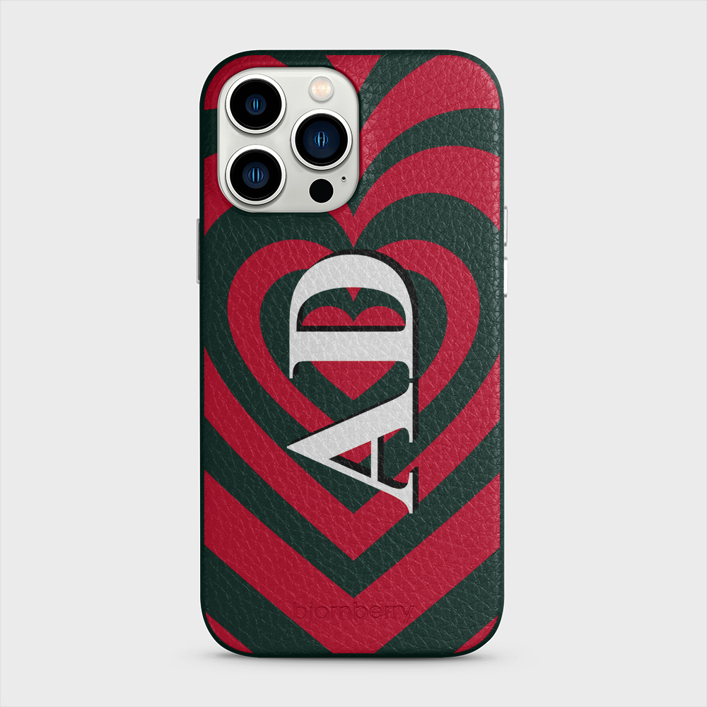 iPhone 13 Pro Max Personalised Leather Case - Hypnotic Heart - 2