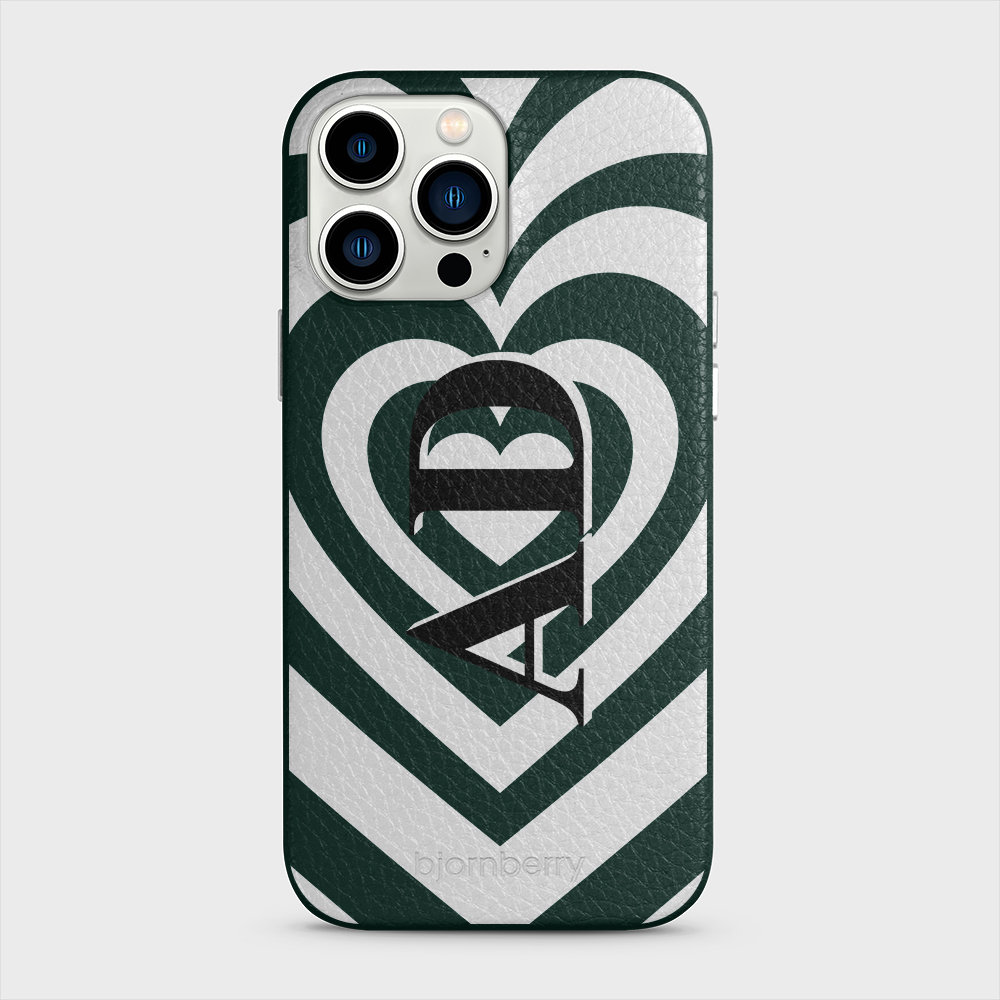 iPhone 13 Pro Max Personalised Leather Case - Hypnotic Heart - 8