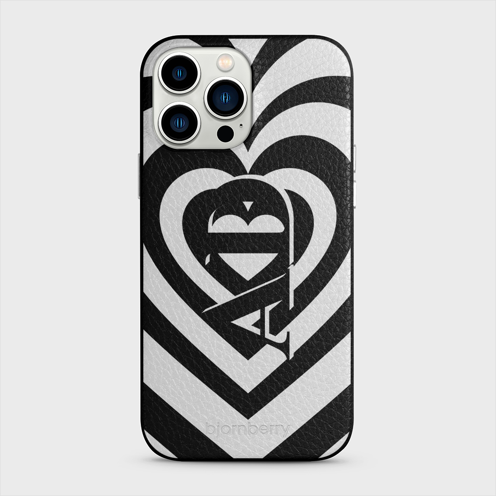 iPhone 13 Pro Max Personalised Leather Case - Hypnotic Heart - 11