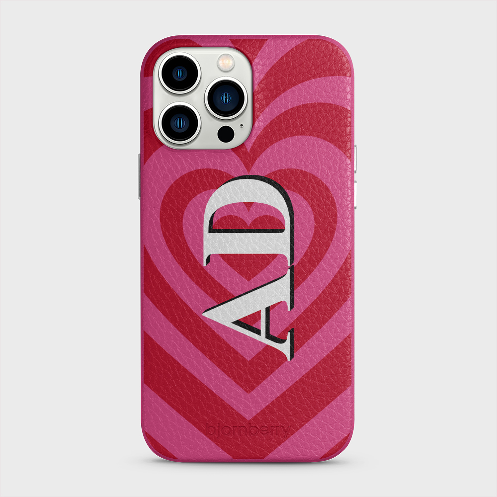 iPhone 13 Pro Max Personalised Leather Case - Hypnotic Heart