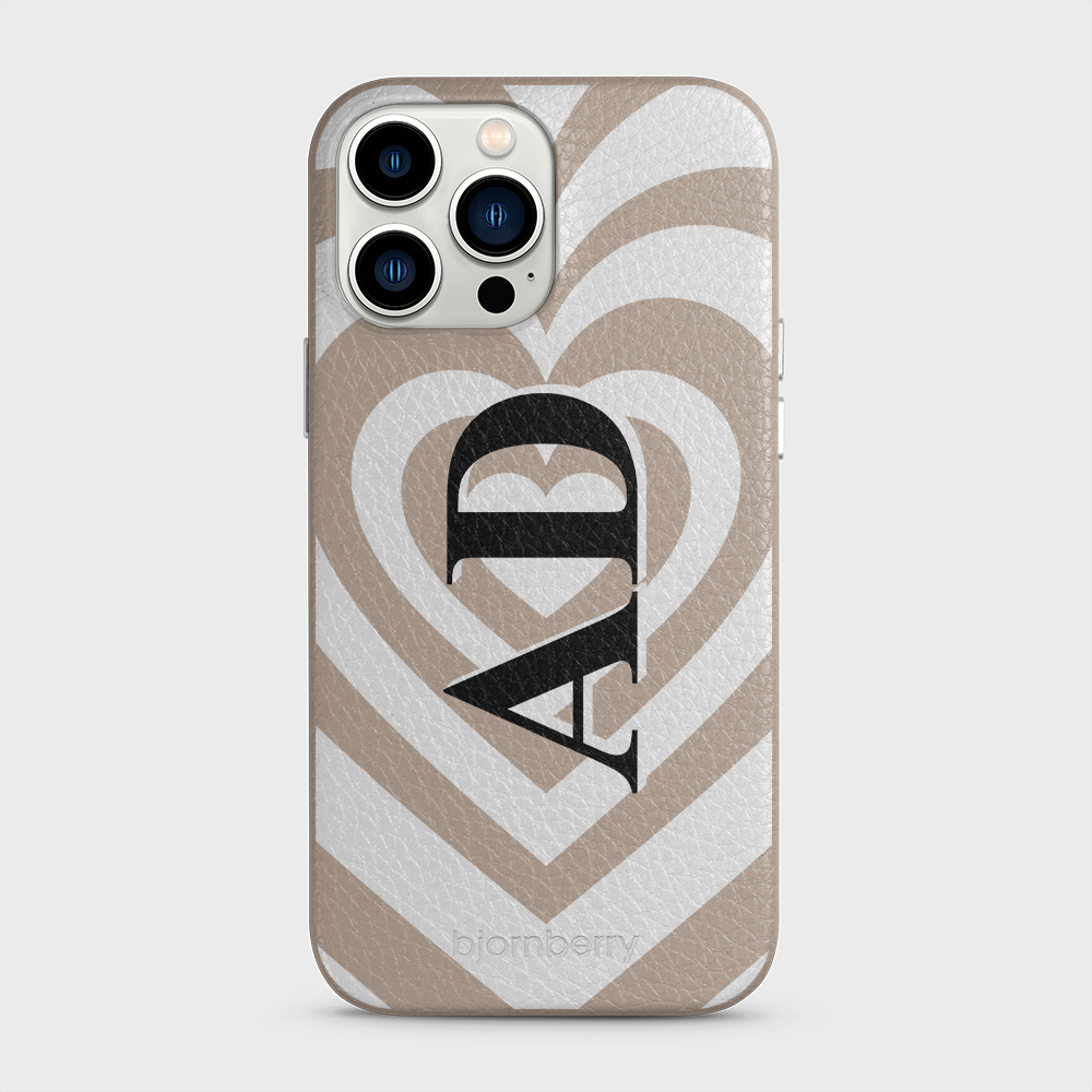 iPhone 13 Pro Max Personalised Leather Case - Hypnotic Heart - 12