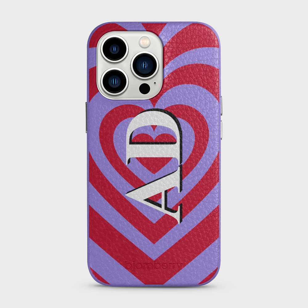iPhone 13 Pro Personalised Leather Case - Hypnotic Heart