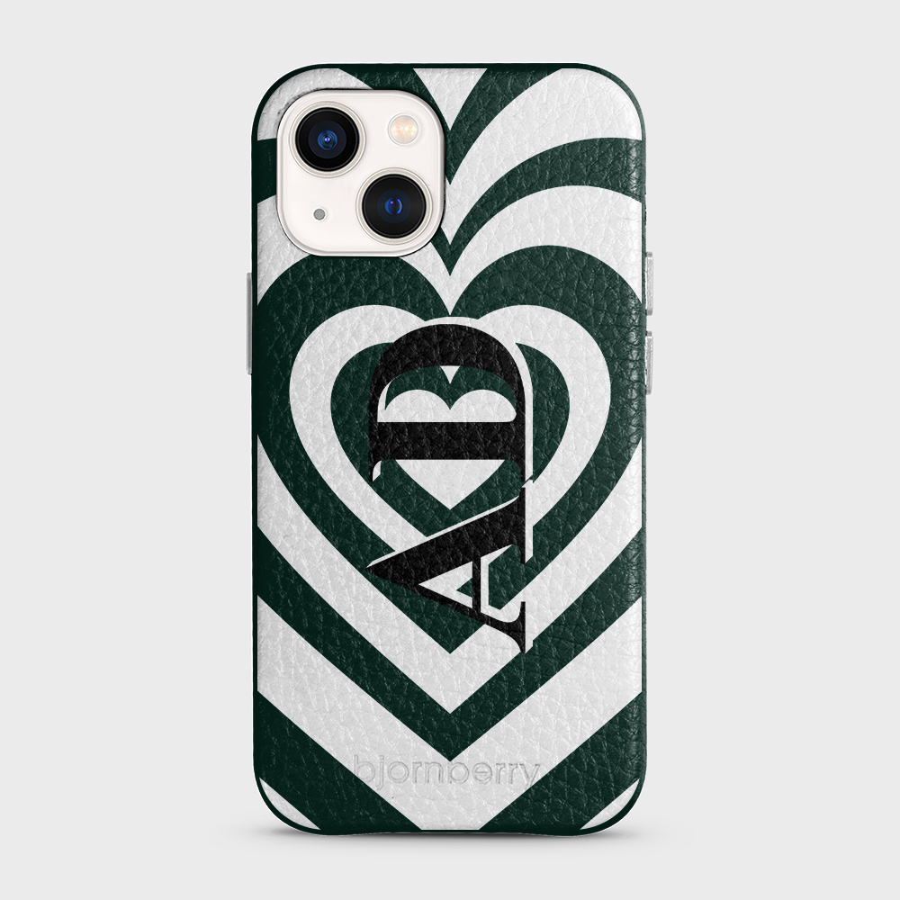 iPhone 13 Mini Personalised Leather Case - Hypnotic Heart - 7