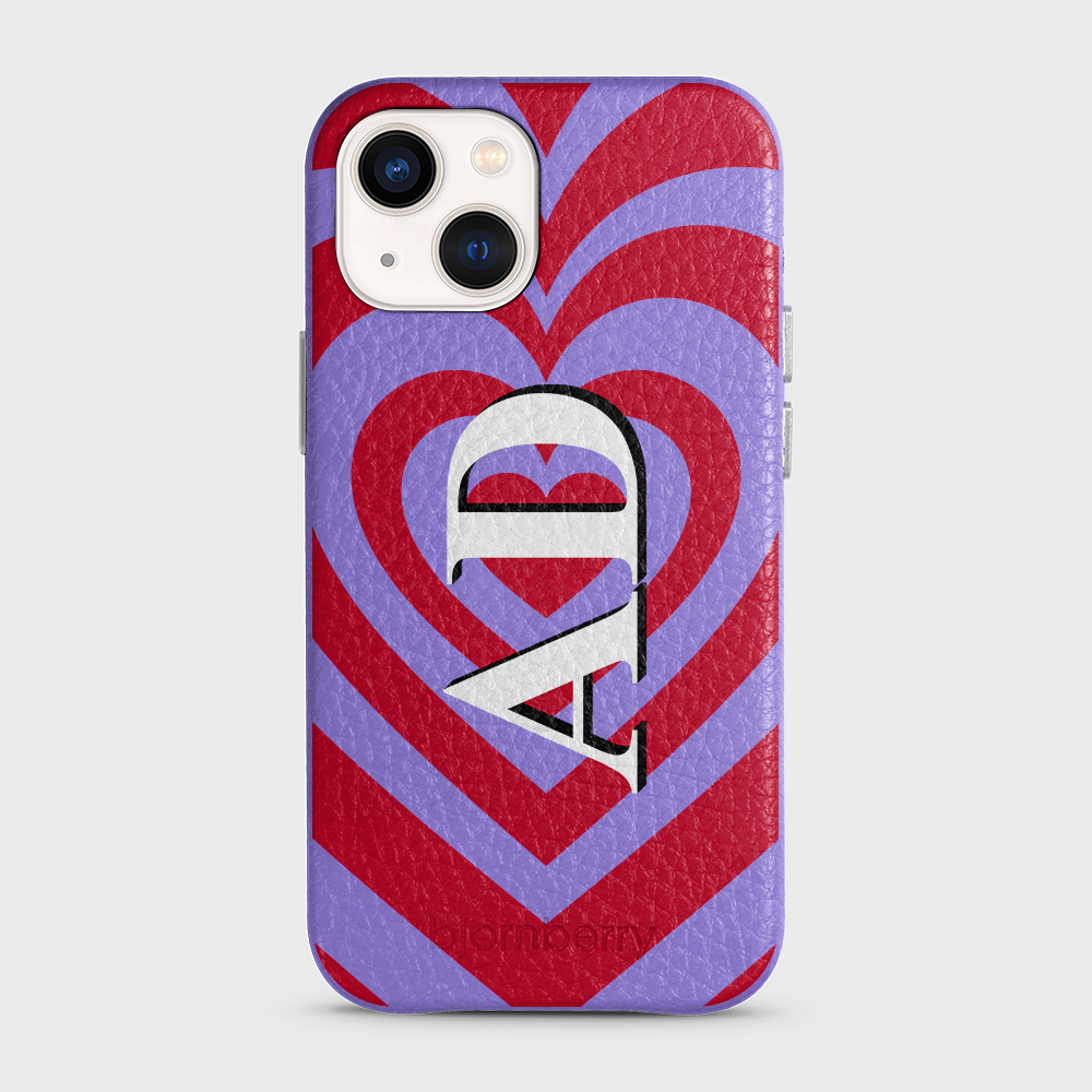 iPhone 13 Mini Personalised Leather Case - Hypnotic Heart - 5