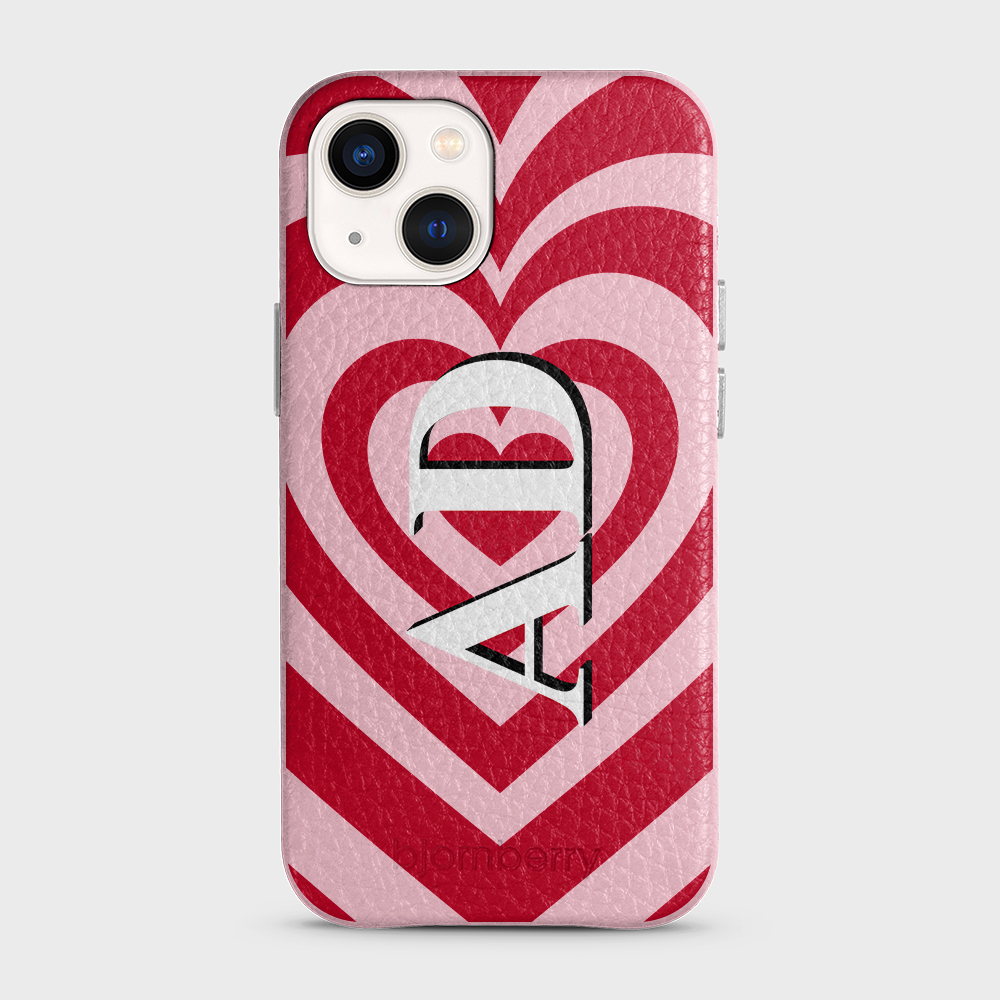iPhone 13 Mini Personalised Leather Case - Hypnotic Heart - 6
