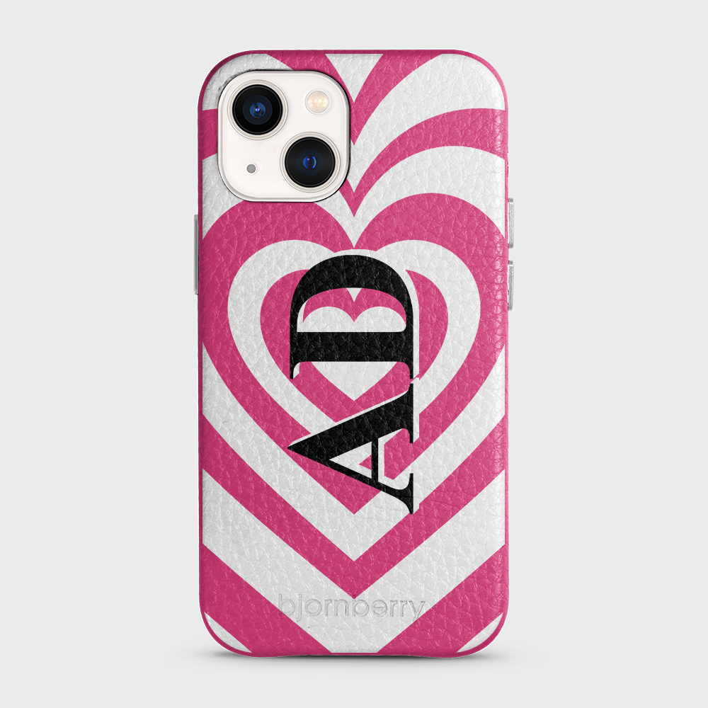 iPhone 13 Mini Personalised Leather Case - Hypnotic Heart - 11