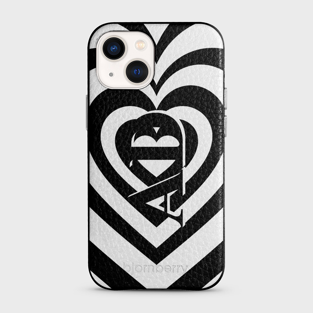 iPhone 13 Mini Personalised Leather Case - Hypnotic Heart - 9