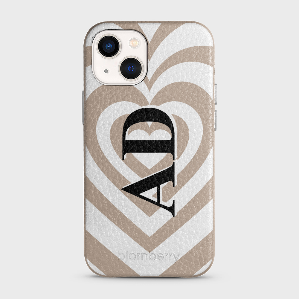 iPhone 13 Mini Personalised Leather Case - Hypnotic Heart - 10