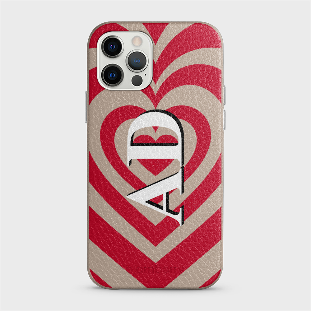 iPhone 12/12 Pro Personalised Leather Case - Hypnotic Heart - 3