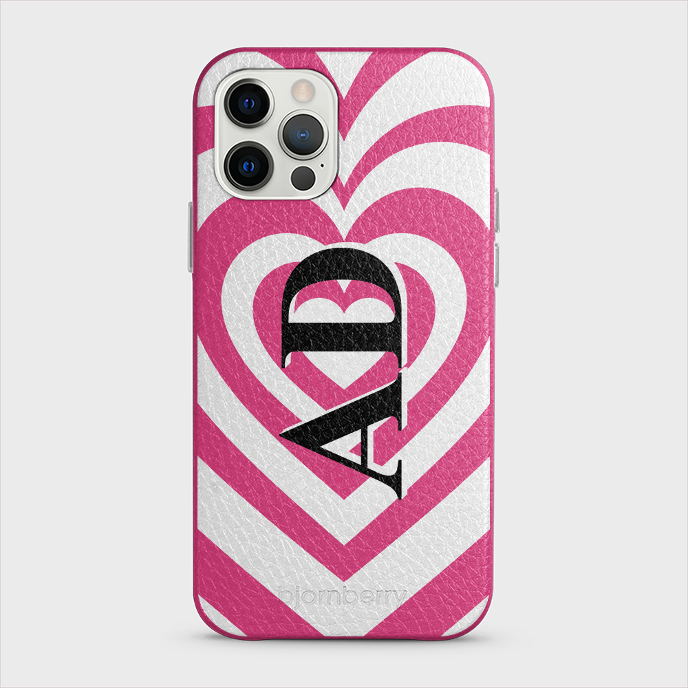 iPhone 12/12 Pro Personalised Leather Case - Hypnotic Heart - 5