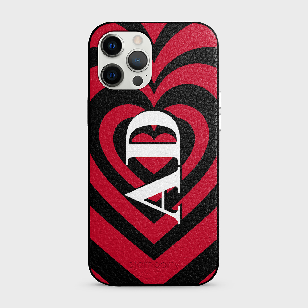 iPhone 12 Pro Max Personalised Leather Case - Hypnotic Heart - 5