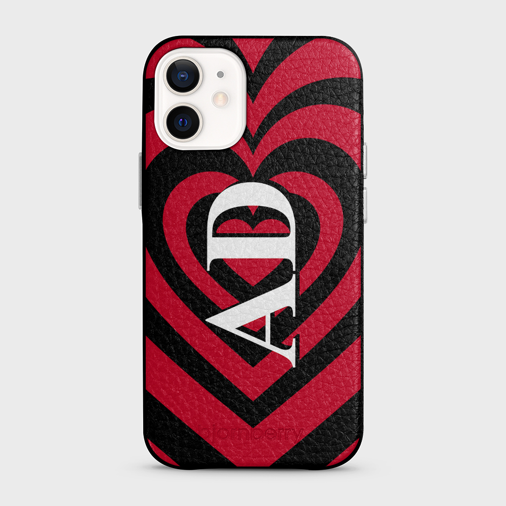 iPhone 12 Mini Personalised Leather Case - Hypnotic Heart - 2