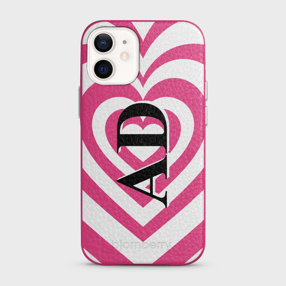 iPhone 12 Mini Personalised Leather Case - Hypnotic Heart - 6
