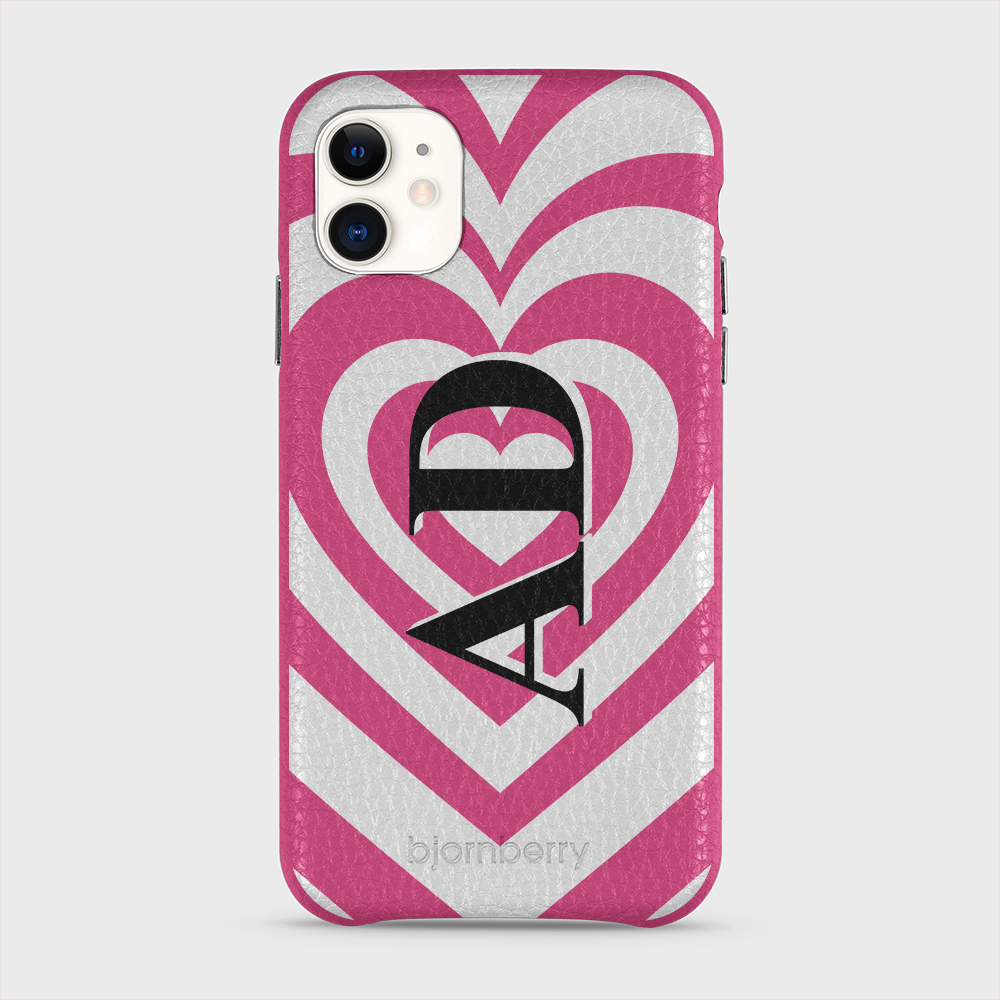 iPhone 11 Personalised Leather Case - Hypnotic Heart - 12