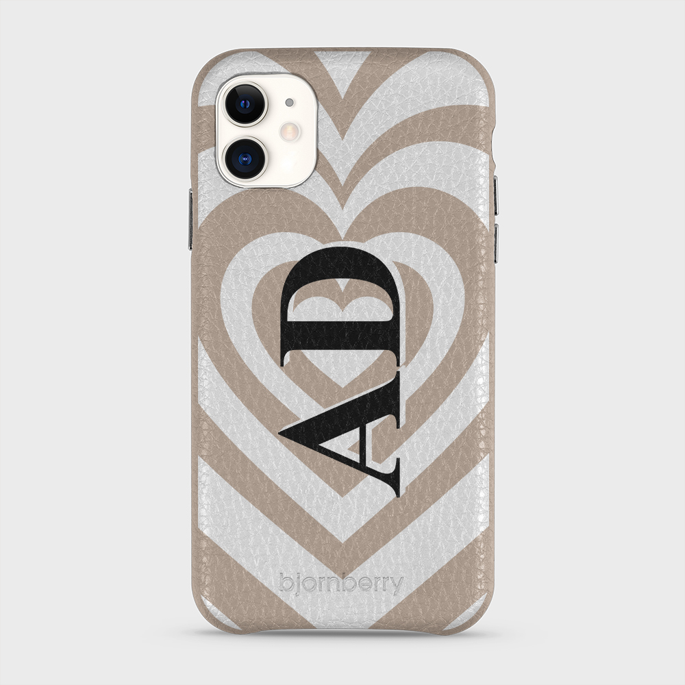 iPhone 11 Personalised Leather Case - Hypnotic Heart - 11
