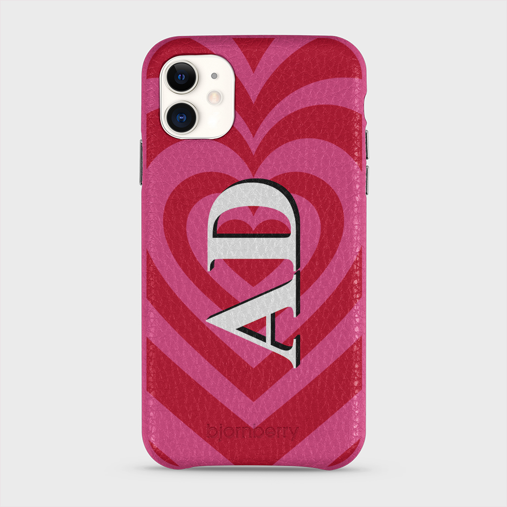 iPhone 11 Personalised Leather Case - Hypnotic Heart - 6