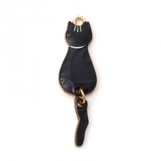 Berlock -  Enameld Cat  tail, black 
