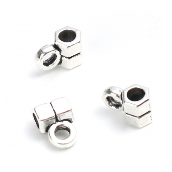 Connector /bail/Berlockhållare - Silver  cylinder - 2