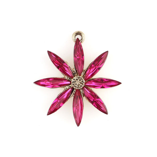 Charm -   Flower cz stones, Cerice &  gold
