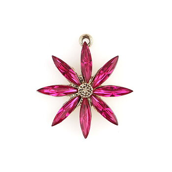 Charm -   Flower cz stones, Cerice &  gold