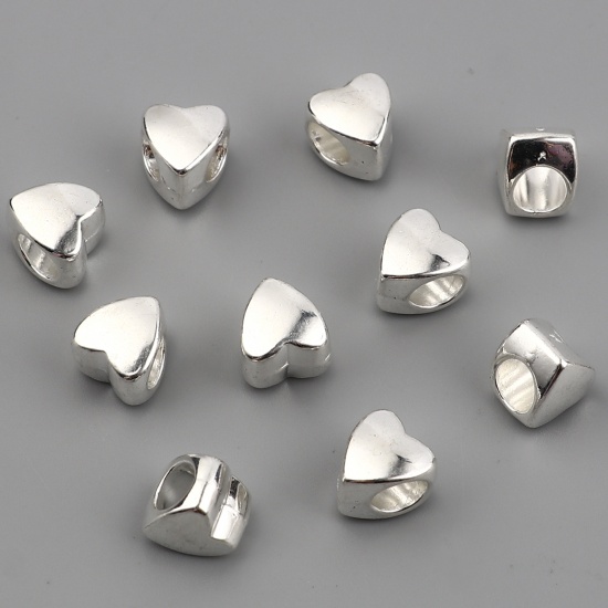 Bead / charm - heart silver - 2
