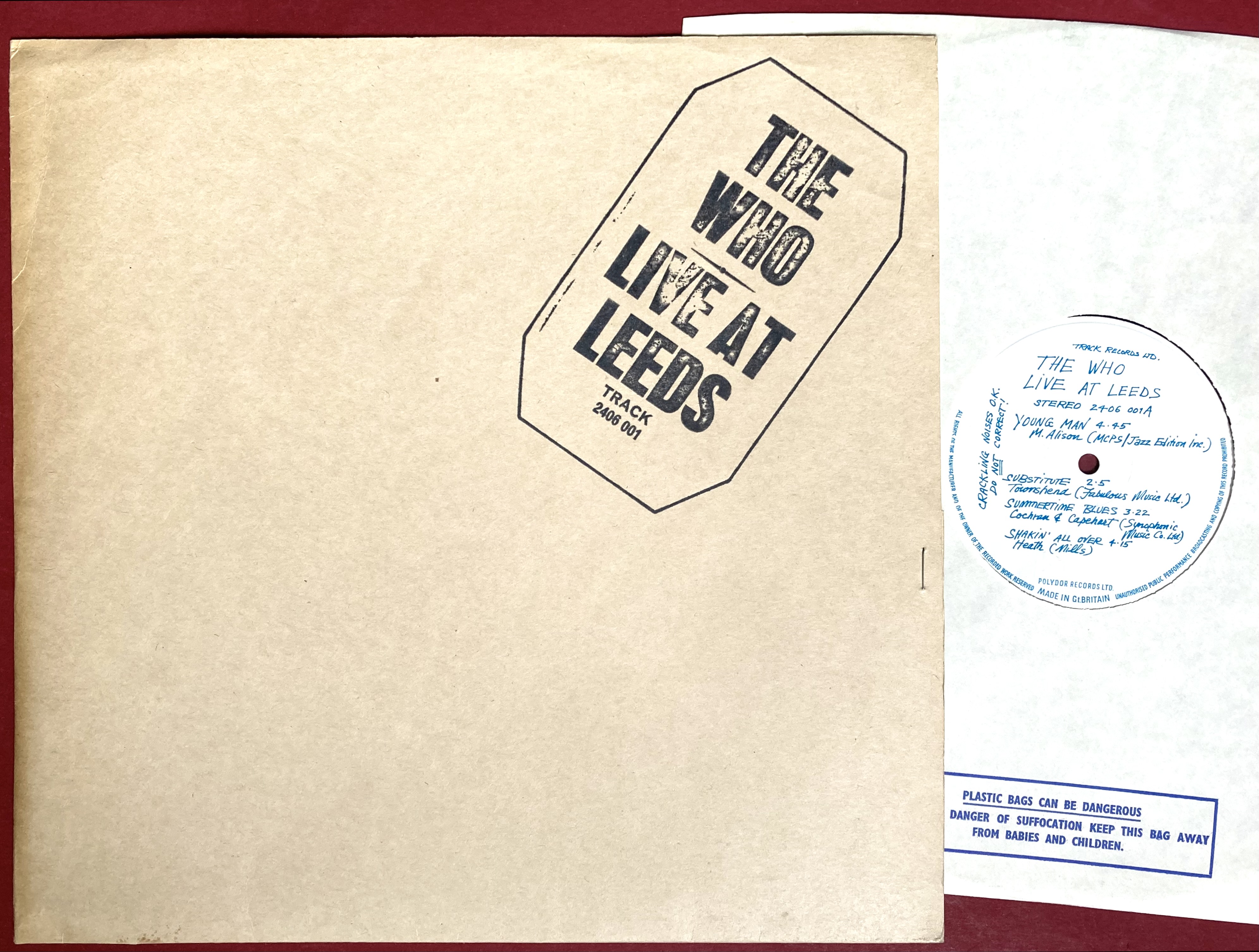 WHO - Live at Leeds UK-orig SVART logo LP 1970