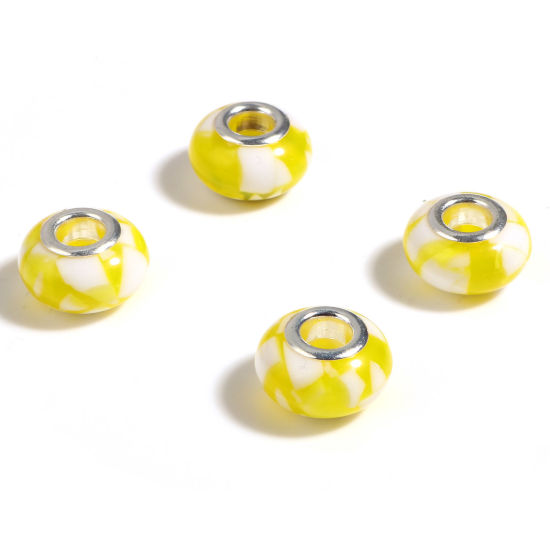 Pärla / hänge, Resin, Gul & vit