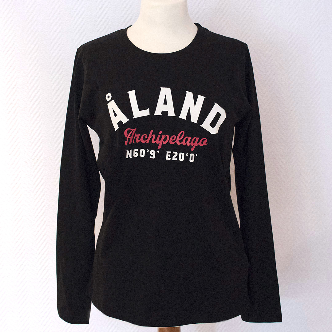 Långärmad T-shirt med rosa eller orange text