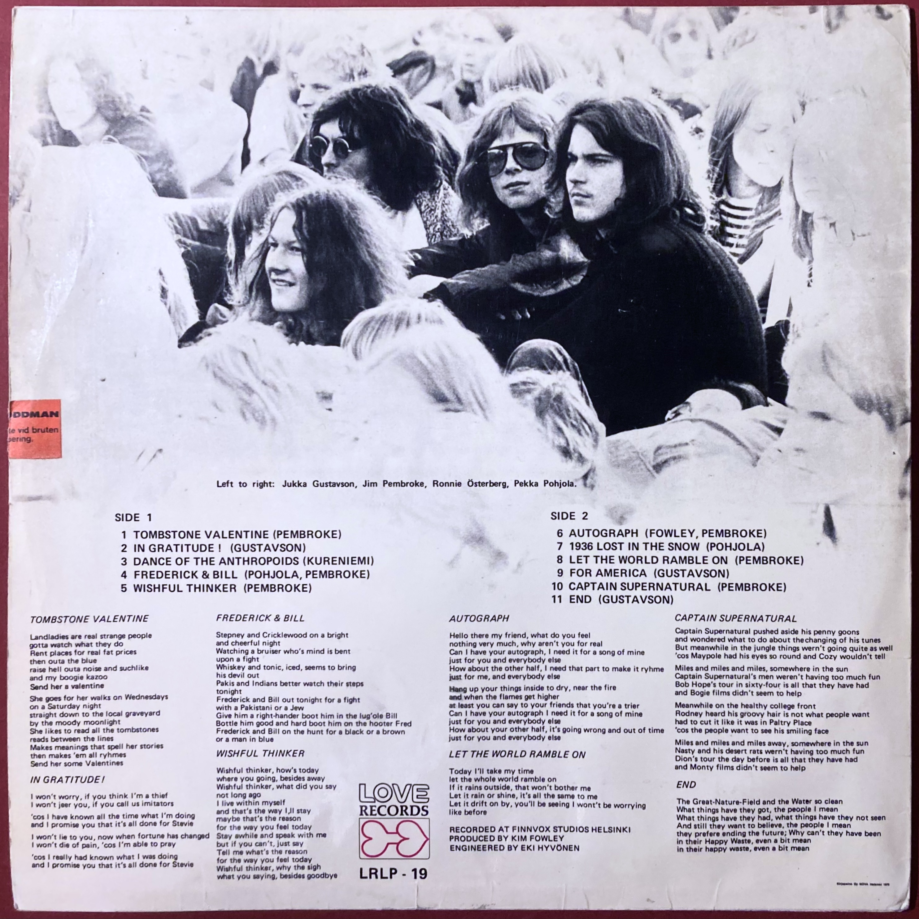 WIGWAM - Tombstone Valentine Fin LP 1970 - 3